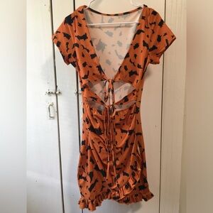 Orange and Black Cutout Dress
